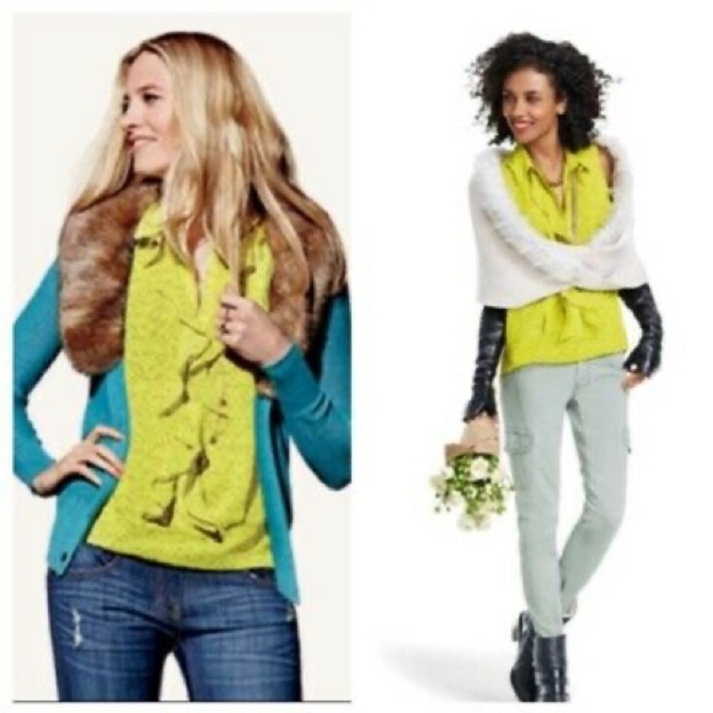 CAbi Reign Blouse Sleeveless Button Down 3071 Lime Green Leopard‎ Print Small